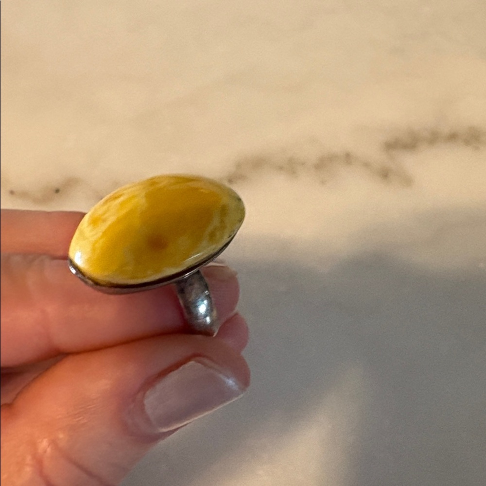 Amber Oval Statement Ring - image 3
